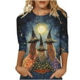 thumbnail image 1 of Womens Tops Halloween 3/4 Length Sleeve Shirts Fashion Halloween Printed Plus Size Tunic Tops Blouses Fall Casual Round Neck Pullover Halloween Holiday Costume TShirt, 1 of 5