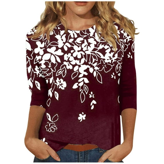 Womens Tops Halloween Costumes for Women Womens White Tshirt Three Quarter Length