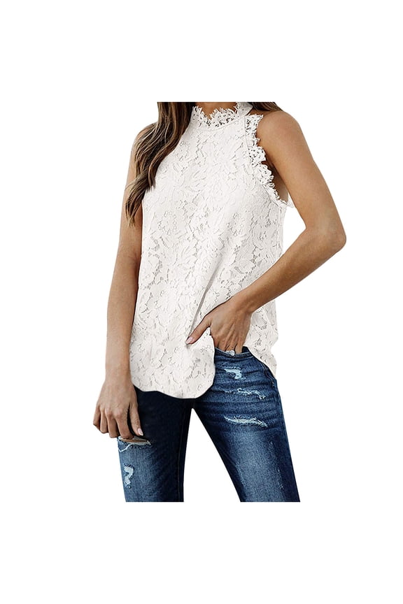 Womens Tops Halter Sleeveless Lace Hollow Out Tank Tops T-Shirt Blouse