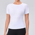 thumbnail image 1 of Womens Tops High-Elastic Short Sleeve Round-Neck Solid-Color Casual Yoga Sports Running Raglan Sleeve T-shirt White XL, 1 of 5
