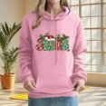 thumbnail image 1 of Womens Tops Hooded Long Sleeved Casual Loose Printed Off Shoulder Sleeves Sweatshirt,Blouse for Women Pink S, 1 of 6
