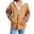 thumbnail image 1 of Womens Tops, Jackets for Women Full Zip Up Full Length Elbows Plaid Hoodies Coats Loose Fashion Shackets with Drawstring 2026 Orange L, 1 of 6