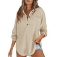 thumbnail image 1 of Womens Tops Knit Top Shirts Long Sleeve V Neck Solid Color Casual Tunics Blouses For Women, 1 of 4