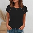 thumbnail image 1 of Womens Tops Knitted Short Sleeve T-Shirt Crew Neck Ribbed Tee Dressy Work Tunic Tops (Black L), 1 of 7