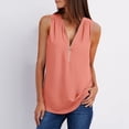 thumbnail image 1 of Womens Tops， LOVE DOCK 2022 Summer Chiffon Tank Tops Women Tunic Zipper V Neck Vest Tops Sexy Sleeveless Loose Vests Ladies Shirt Tops, 1 of 7