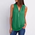 thumbnail image 1 of Womens Tops， LOVE DOCK 2022 Summer Chiffon Tank Tops Women Tunic Zipper V Neck Vest Tops Sexy Sleeveless Loose Vests Ladies Shirt Tops, 1 of 7