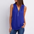 thumbnail image 1 of Womens Tops， LOVE DOCK 2022 Summer Chiffon Tank Tops Women Tunic Zipper V Neck Vest Tops Sexy Sleeveless Loose Vests Ladies Shirt Tops, 1 of 7