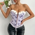thumbnail image 1 of Womens Tops Lace Strap Summer Embroidery Splicing Handmade Flower Fishbone Tank Top Purple M, 1 of 5