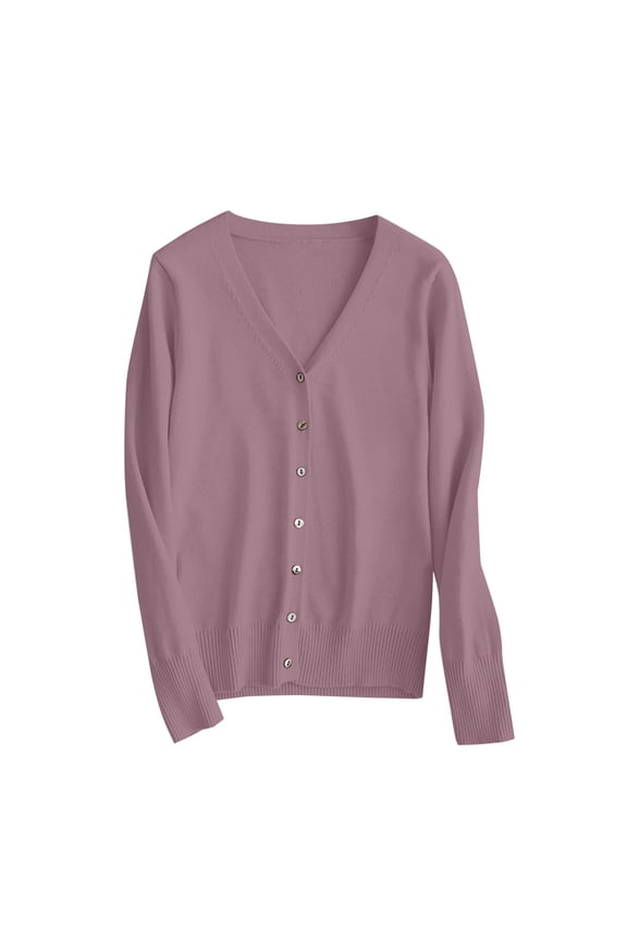 Womens Tops Lightweight V Neck Cardigan Sweater 3/4 Sleeves Front Button Closure Ribbed Cuffs Acrylic Nylon Spandex Blend 3Xl Sweaters For Women