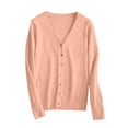 thumbnail image 1 of Womens Tops Lightweight V Neck Cardigan Sweater 3/4 Sleeves Front Button Closure Ribbed Cuffs Acrylic Nylon Spandex Blend L Sweaters For Women, 1 of 8