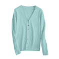 thumbnail image 1 of Womens Tops Lightweight V Neck Cardigan Sweater 3/4 Sleeves Front Button Closure Ribbed Cuffs Acrylic Nylon Spandex Blend M Sweaters For Women, 1 of 8