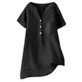 thumbnail image 1 of Womens Tops Linen Blouse Summer Beach Short Sleeve V Neck Button Down Casual Tunic Loose Shirt Cotton & Linen Light Com fortable for Beach & Daily Wear Package Size: 20X20X2Cm M Shirts for Women, 1 of 3