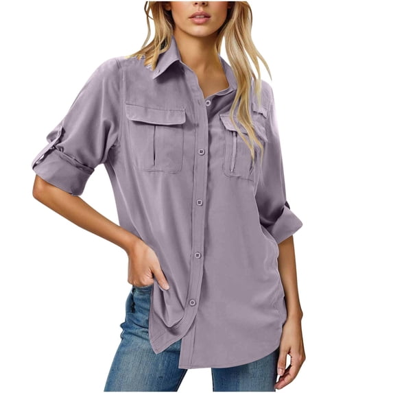 Womens Tops Long Sleeve Button Down Upf 50 Winter Tops Sun Protection ...