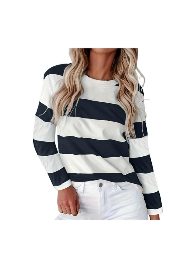 Womens Tops Long Sleeve Crew Neck Basic T-Shirt Polyester And Spandex Loose Fit Comfortable Comfy Casual Daily Work Outings 3Xl Sweaters For Women