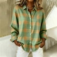thumbnail image 1 of Womens Tops Long Sleeve Plaid Solid Causal Button Blouse T-Shirt Blouses,Blouse for Women Green L, 1 of 6