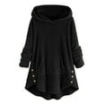 thumbnail image 1 of Womens Tops Long Sleeve Plus Size Button V-Neck Pullover Tops Long Sleeve Hooded Blouse Sweatshirt, 1 of 4