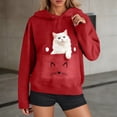 thumbnail image 1 of Womens Tops Long Sleeve Pocket Hooded Printed Sweatshirt,Sweatshirts for Women Red L, 1 of 6