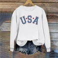 thumbnail image 1 of Womens Tops Long Sleeve Printed Round Neck Independence Day Casual Sweatshirts White,Blouse for Women, 1 of 5