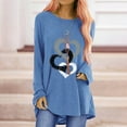 thumbnail image 1 of Womens Tops Long Sleeve Round Neck Printed Casual Sweatshirt Blue L, 1 of 5