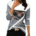 thumbnail image 1 of Womens Tops Long Sleeve Round Neck Printed Top Contrast Color Casual Fashion Pullover T Shirt Blouses For Women, 1 of 4