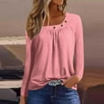 thumbnail image 1 of Womens Tops Long Sleeve Round Neck Solid Button Comfortable Top Pink L, 1 of 5