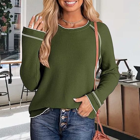 Womens Tops Long Sleeve Shirts Knit Tops Crewneck Fashion Casual T Shirts Loose Shirts Basic Tee Womens Classic T Shirts Womens Tees Pack Elbow Sleeve Women Shirts Womens Short Sleeve V Neck Shirts