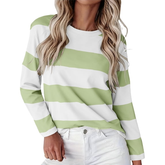 Womens Tops Long Sleeve Shirts T Shirts Crew Neck Shirts Basic Tee Comfy Striped Printed Tops Blouse Blouses For Women
