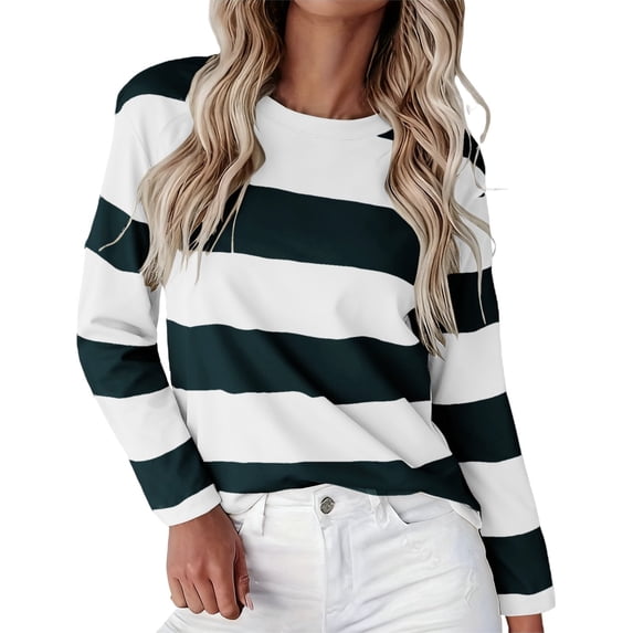Womens Tops Long Sleeve Shirts T Shirts Crew Neck Shirts Basic Tee Comfy Striped Printed Tops Blouse Blouses For Women