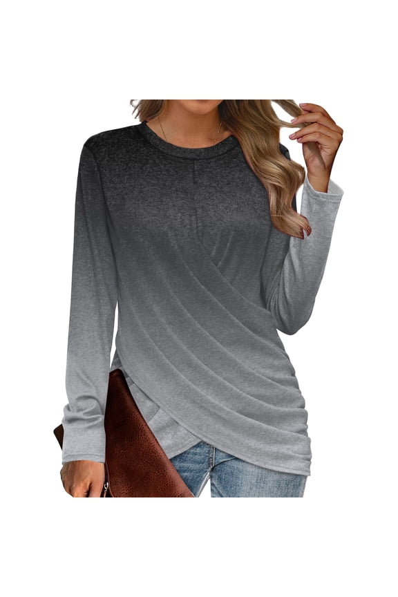 Womens Tops Long Sleeve Tops Twist Front Tunic Long Sleeve Shirts for Women