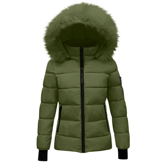 Womens Tops Long Sleeve Winter Jacket Hood Waist Overcome Outer Coats Jacket with Pocket,Blouse for Women Army Green M