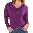 thumbnail image 1 of Womens Tops Long Sleeved Fashion Printed Tops Piled Collar T Shirt Shirt Blouses For Women, 1 of 5
