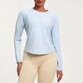 thumbnail image 1 of Womens Tops Long Sleeved Loose Sports Fitness Yoga Suit Top,Tops for Women Light Blue L, 1 of 6