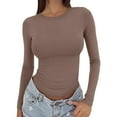 thumbnail image 1 of Womens Tops Long Sleeved Round Neck Slim Sweater Basic Outdoor Sports Top Polyester Spandex Comfortable Fashionable Easy-Matching Xl Sweaters For Women, 1 of 6