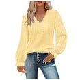 thumbnail image 1 of Womens Tops Long Sleeved V-Neck Sweater Solid Color Womens Golf Shirt,Yellow,2XL, 1 of 6