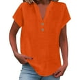 thumbnail image 1 of Womens Tops Loose Button Shirt Top Stand Collar Solid Color Sleeve Casual Shirt Soft High Elasticity Cotton And Linen 1Pc T-Shirt M Shirts for Women, 1 of 6