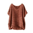thumbnail image 1 of Womens Tops Loose Button Shirt Top Stand Solid Color Sleeve Collar Casual Shirt Cotton And Linen Soft Fabric High Elasticity Light Breathable Wear Package Size 30X25X1Cm Xl Shirts for Women, 1 of 5