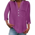 thumbnail image 1 of Womens Tops Loose Button Shirt Top Stand Solid Color Sleeve Collar Casual Women's Shirt Women's Shirt, 1 of 7