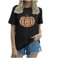 thumbnail image 1 of Womens Tops Loose Printed Short Sleeve Round Neck Ladies Clothing,Black,L, 1 of 4