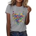 thumbnail image 1 of Womens Tops Love Butterfly Printed Lightweight Soft Crew Neck Casual Fashion T Shirts for Women, 1 of 5