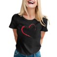 thumbnail image 1 of Womens Tops Love Heart Graphic Shirt Valentine's Day Summer Cute Casual Short Sleeve Crew Neck Plus Size Clothes, 1 of 4