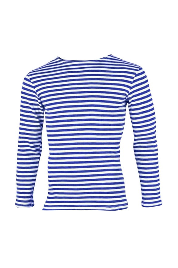 Womens Tops Men Long Sleeve Striped Printed Crew Neck Y2K Tops,Blue,L