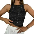 thumbnail image 1 of Womens Tops New Sequined Round Neck Vest Polyester-Cotton Blend Soft Comfortable Relaxed Fit Casual Daily Entertainment Wear 2Xl Sweaters For Women, 1 of 9