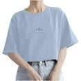 thumbnail image 1 of Womens Tops New Short Sleeved Round Neck Solid Color Casual Fashion Blouse Plus Size Tops for Women The Summer I Turned Pretty, 1 of 3