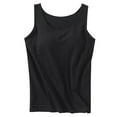 thumbnail image 1 of Womens Tops Nylon Tops Women 4xl Womens plus Size Dance 4 Piece Outfits for Women Baggy Shirts Tank With Built In Bras Summer Casual Crew Neck Sleeveless Camisole Plus Size Padded Workout Black L, 1 of 4