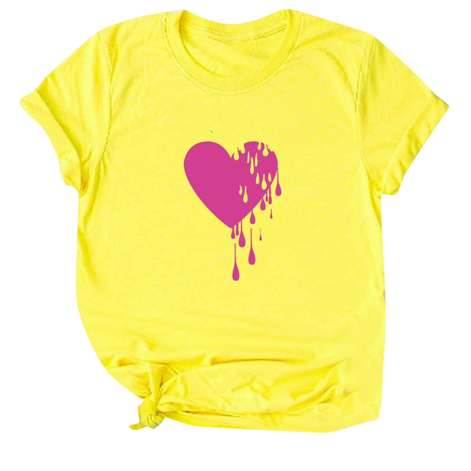 Womens Tops O Neck Short Sleeve Heart T Shirt Casual Basic Blouse