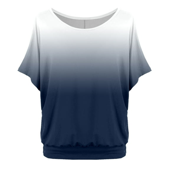 Womens Tops Oversized Shirt with Batwing Sleeves Short Sleeve Crew Neck Colorful Shirts for Women Navy XXL