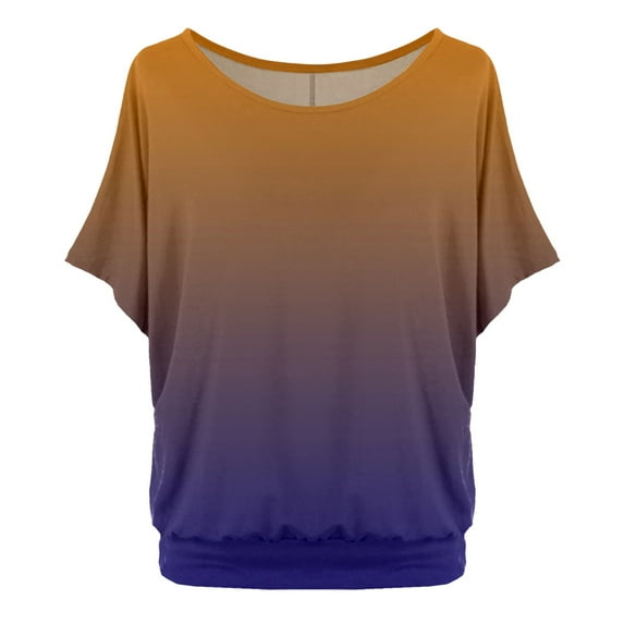 Womens Tops Oversized Shirt with Batwing Sleeves Short Sleeve Crew Neck Colorful Shirts for Women Purple M