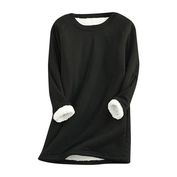 Womens Tops PURCOLT Large Loose Raglan Top Thickened And Velvet Lamb Wool Warm Fit Underlay Up to 65% off