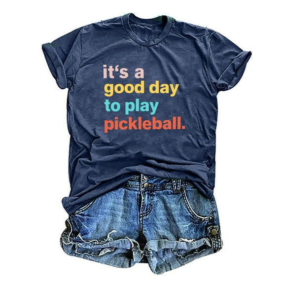 Womens Tops Pickleball It's A Good Day To Play Pickleball Pickleball Player Tee Oversized Tshirts for Women Navy XXL