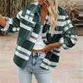 thumbnail image 1 of Womens Tops Plaid Button Pocket Checkered Shirt Jacket Top,Blouse for Women Green S, 1 of 6
